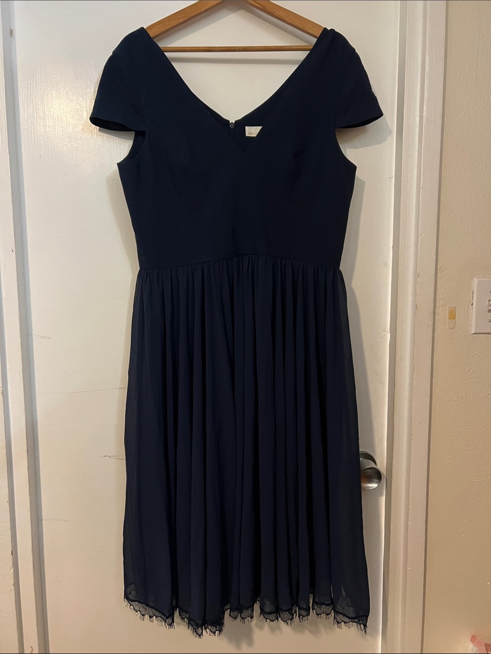 Dress the Population Navy V-Neck Chiffon Skirt Dress